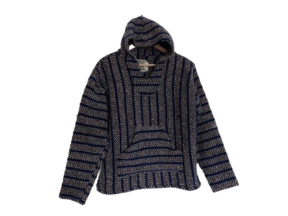 Baja Joe hoodie Mexican Drug Rug poncho pullover size Small